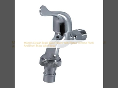 モダンなデザインのブラス盆水槽 プラテッドクロム仕上げとショートブラスバルブボディ